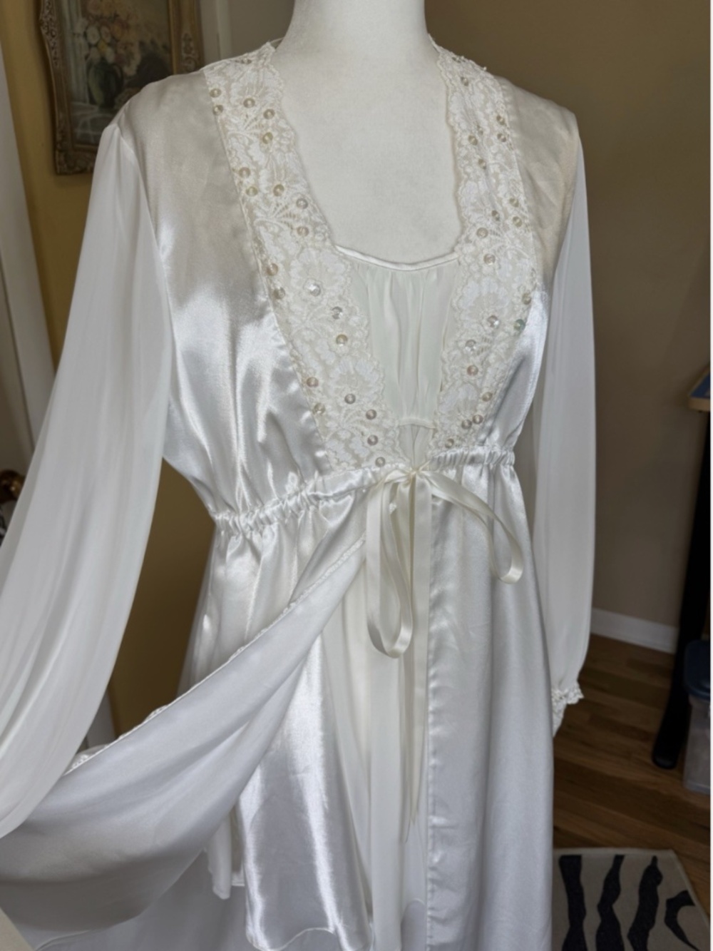 Vintage Oscar De La Renta Pink Label Peignoir Sleep Set Babydoll Nightie & Robe